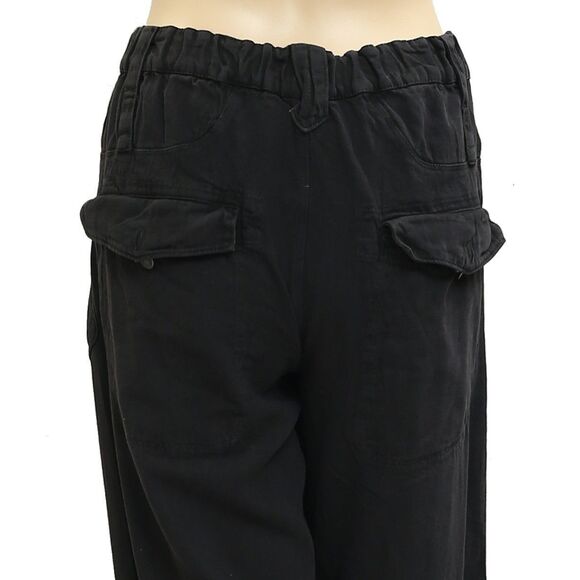 Free People Denim Jogger Trousers Pants Pull-On Mid-Rise Black Cotton S 281819 - Picture 4 of 5